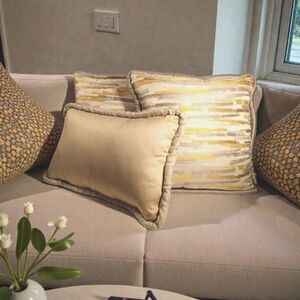 Bronze Gold Silver Metallic Indoor Outdoor 3 Pillow Bundle